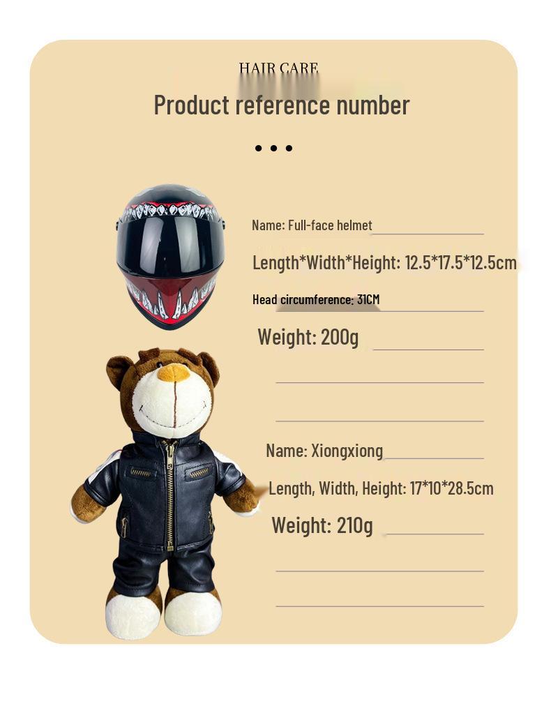 Venom Custom Bear Doll: Model Locomotive, Motorcycle Helmet, Car Pendant, Mini Figurine