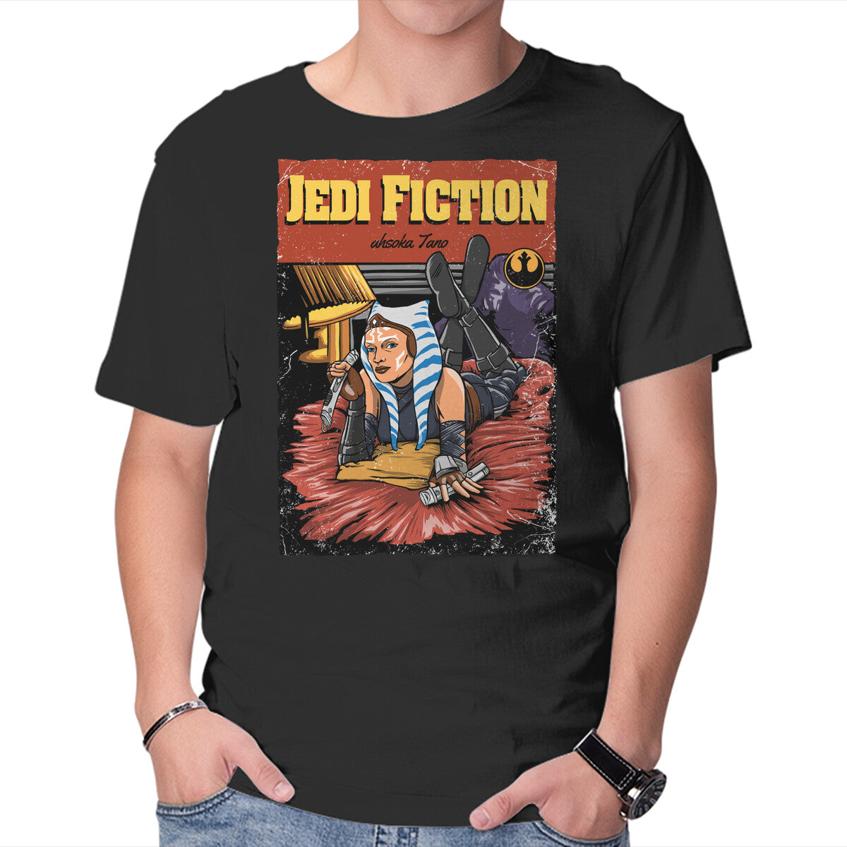 Unisex Crew Neck T-Shirt Jedi Fiction Graphic Short Sleeve Casual Tee L