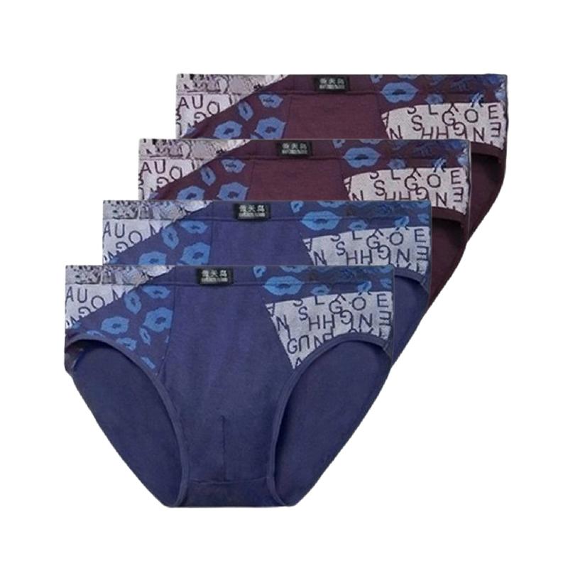 4 Stück Herren Modal Slips Mittelhoch Bedruckte Unterwäsche Atmungsaktiv Weich Männliche Dreieckslips Für Jugendliche Tägliches Tragen L XL XXL 3XL 4XL 5XL