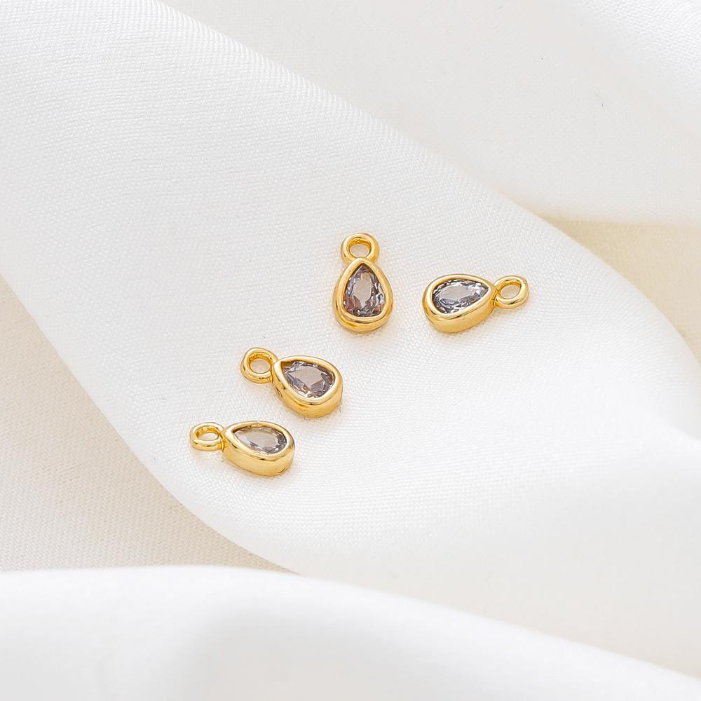5/10 Stück/Los Wassertropfenform Anhänger Großhandel 18 Karat Vergoldet Zirkonia Charms Anhänger Für DIY Halskette Schmuckherstellung