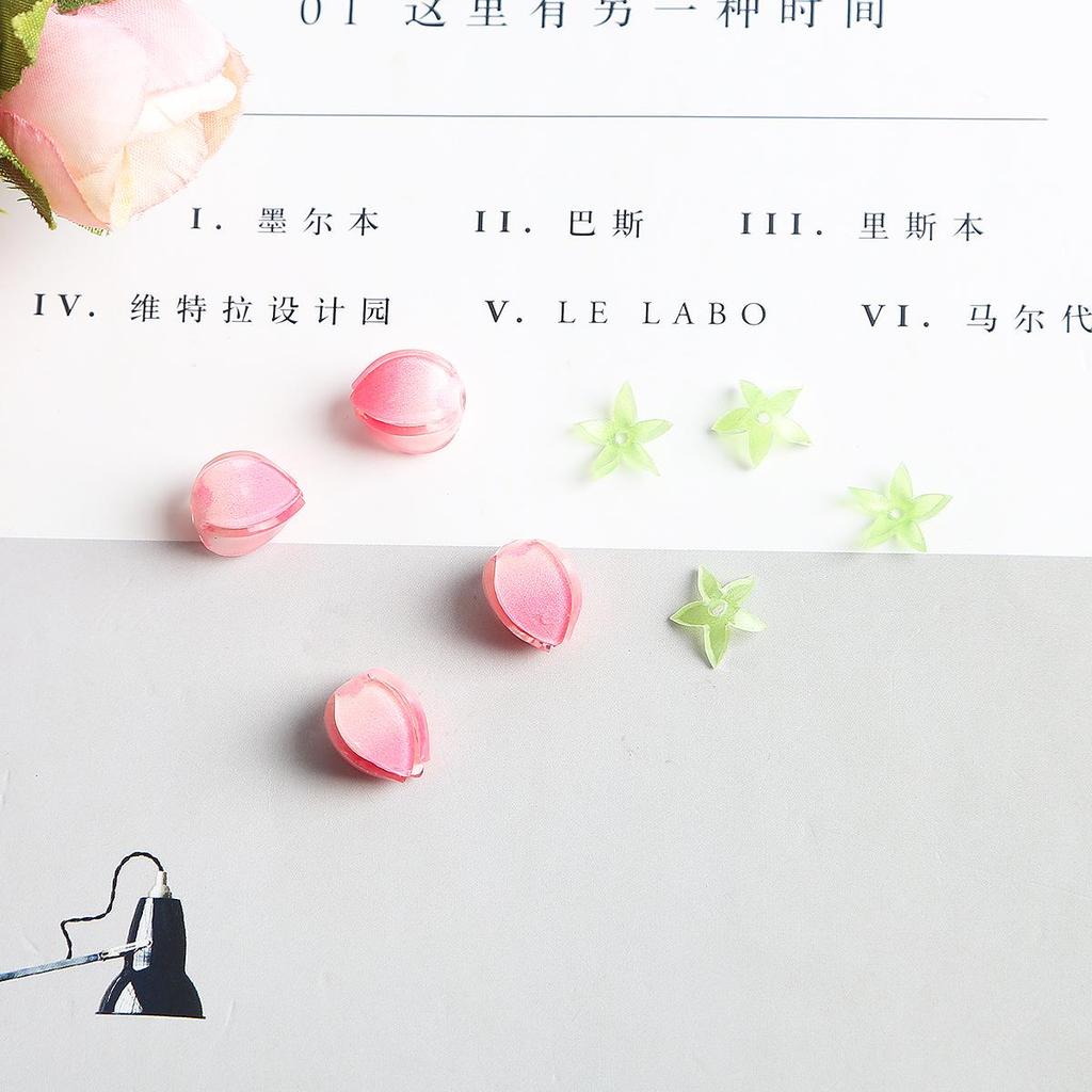 2pc/set Strawberry Flowers Petals Bud Beads Acrylic Charms Beads for DIY Jewelry Making Earring Necklace Accessories