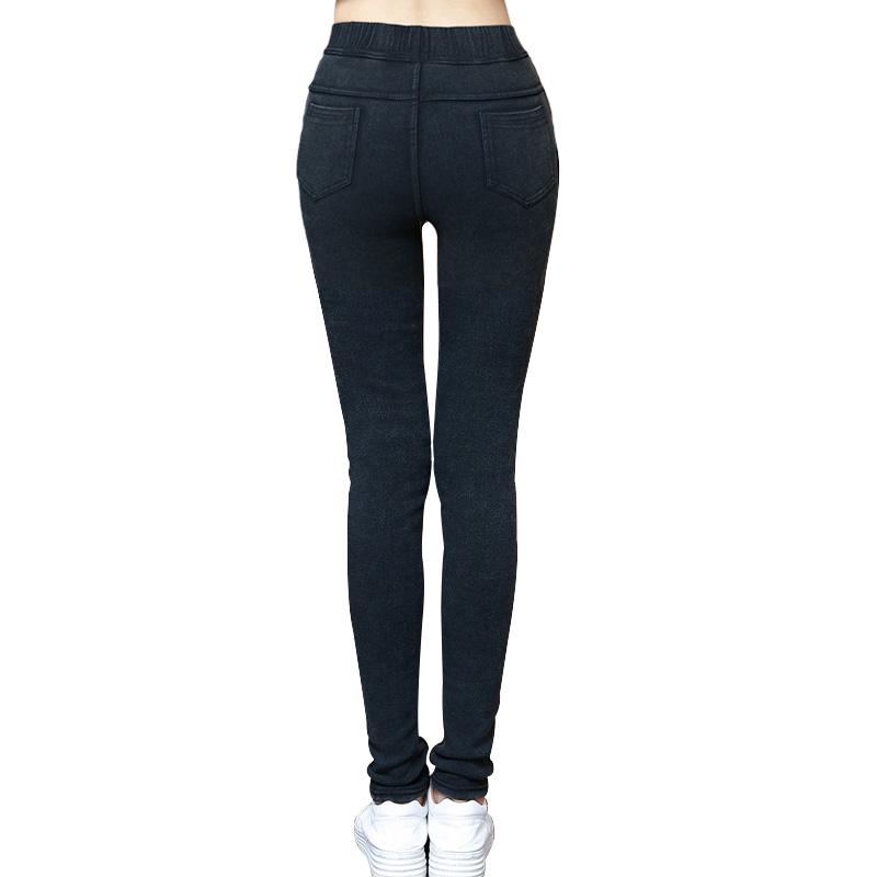 Leggings en Denim Imitation Oversize pour Femmes Hiver Flanelle Chauds Velours Plus Super Élastiques Pantalon Grande Taille Pantalon