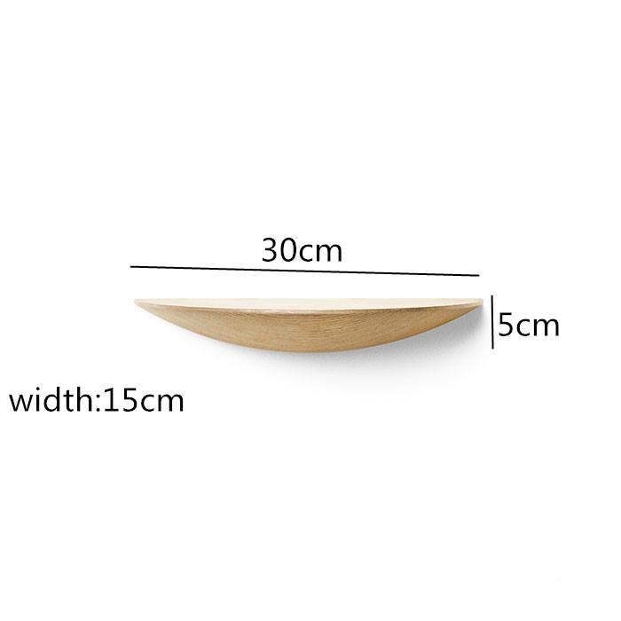 Wooden Wall Shelf Semicircle Solid Wood Wall Hanging Storage Rack Home Living Room Decoration Organizer White Wax Wood Shelf