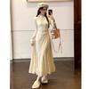 Stunning and super attractive, elegant knit dress for women, spring and autumn long-sleeve waist-cuff slimming mermaid inner layer with a long base dr