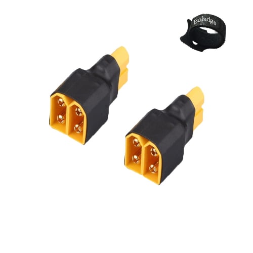Boladge 2-Pack XT60 Plug Parallel Connector, Converts One Female XT60 Plug to Two Male XT60 Plug Battery Pack Connector Adapter for RC Lipo Battery