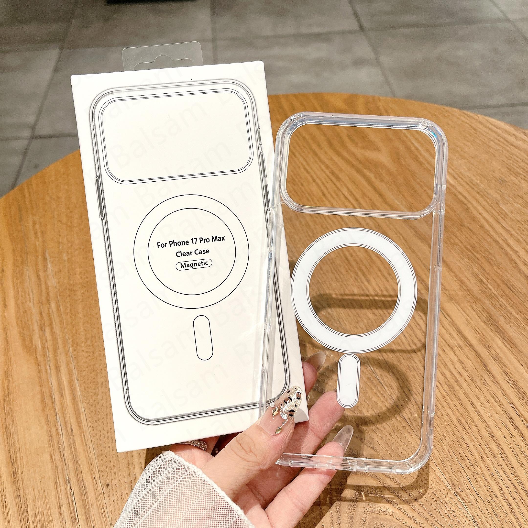 

For Magsafe Magnetic Wireless Charge Clear Case For iPhone 17 Air 16 14 15 Mini 11 Pro Max Plus 16E Hard Acrylic Cover iPhone17 Pro Max