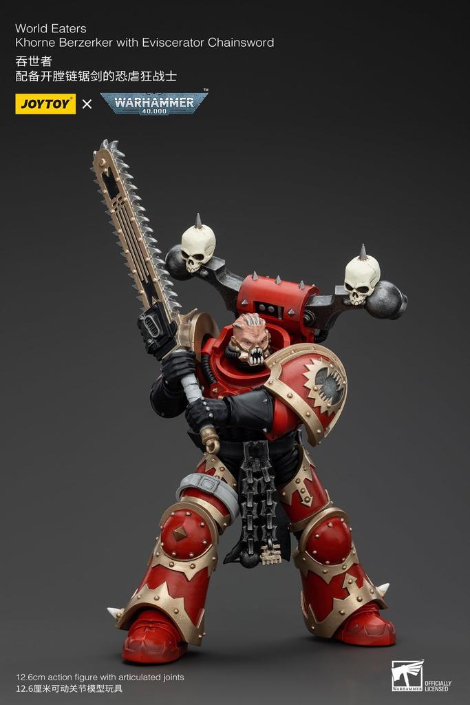 JOYTOY Warhammer World Eater Khorne Berzerker with Eviscerator Scale Action Completed 40,000 (Equipped Chainsword) 1/18 Figure,