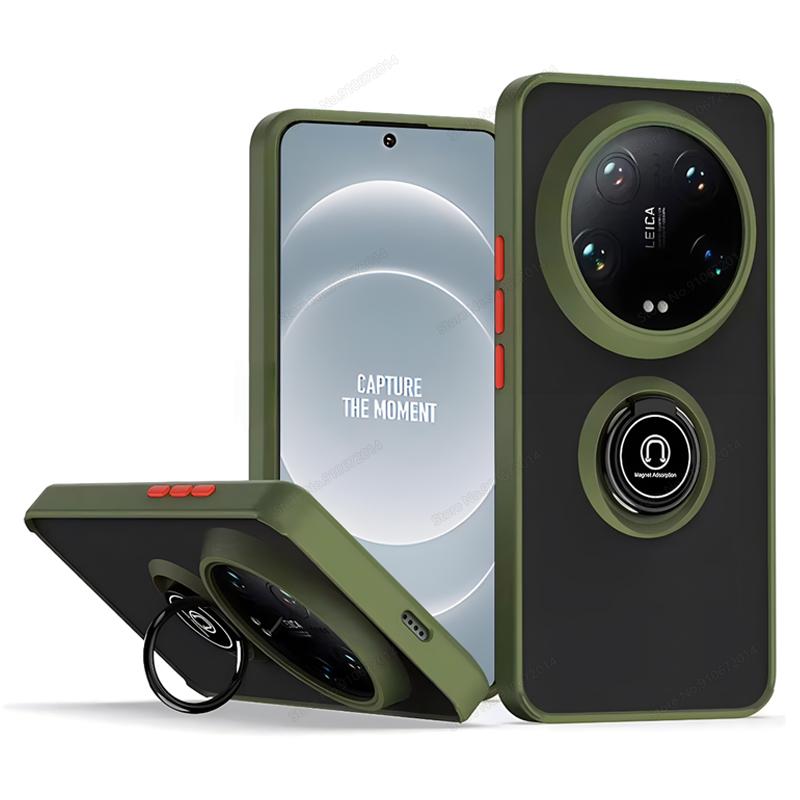 Funda For Xiaomi 14 Ultra 14T Pro Matte Car Magnetic Cover For Xiaomi 14T 12T 11T 10T Pro 11 12 13 Lite Ring Phone Holder Cases