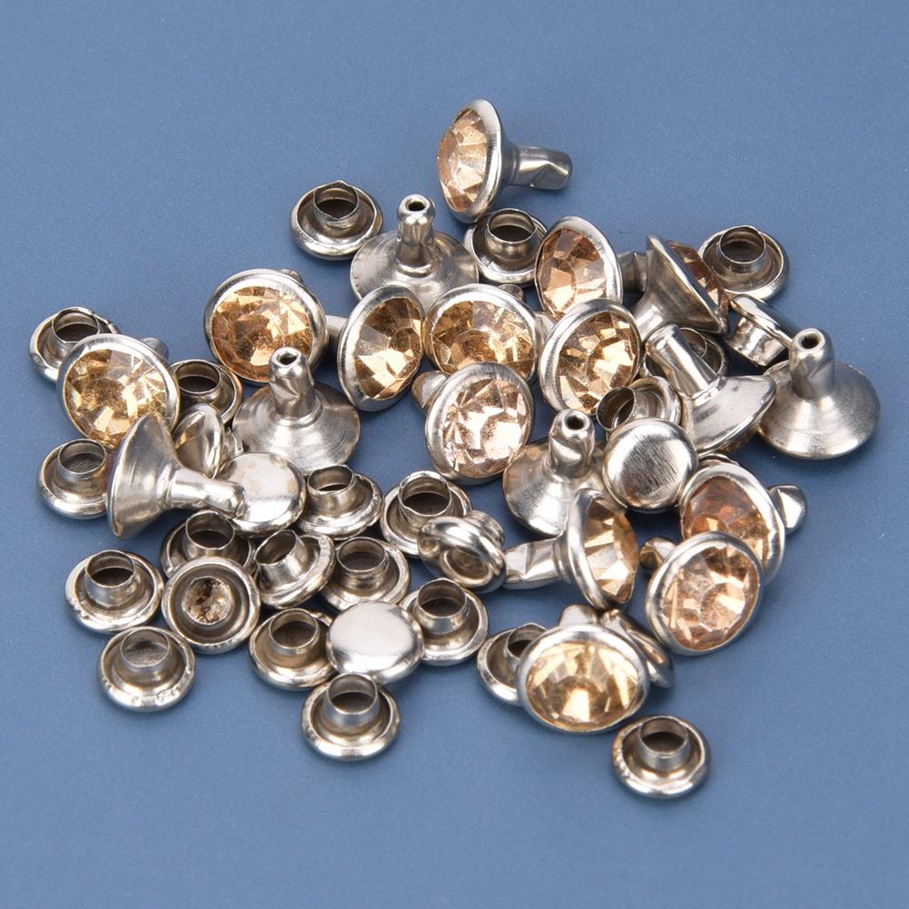50 Sets Rhinestone Rivets Crystal Diamond Studs Leather Craft Bag Clothes Decoration