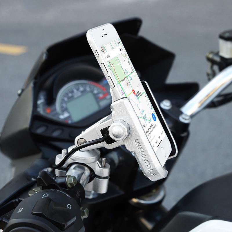 MOTOWOLF Motor Bike Bicycle Motorcycle Phone Mount Holder 360 Degrees Rotation Phone Holder Universal ALL Phone with USB