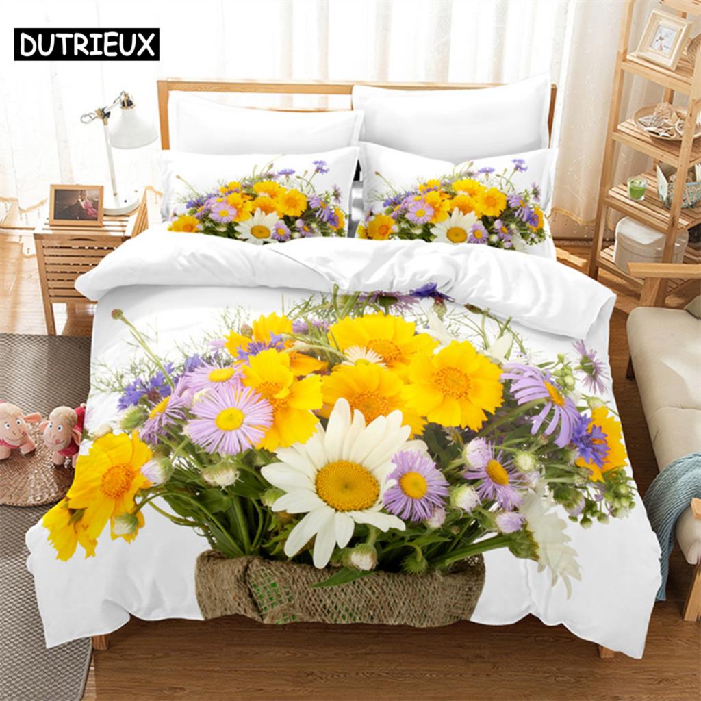 Sunflower Queen Bedding Set Duvet Cover Set Kids Bedding Digital Printing Bed Linen King Size Duvet Cover Set Bedding Set