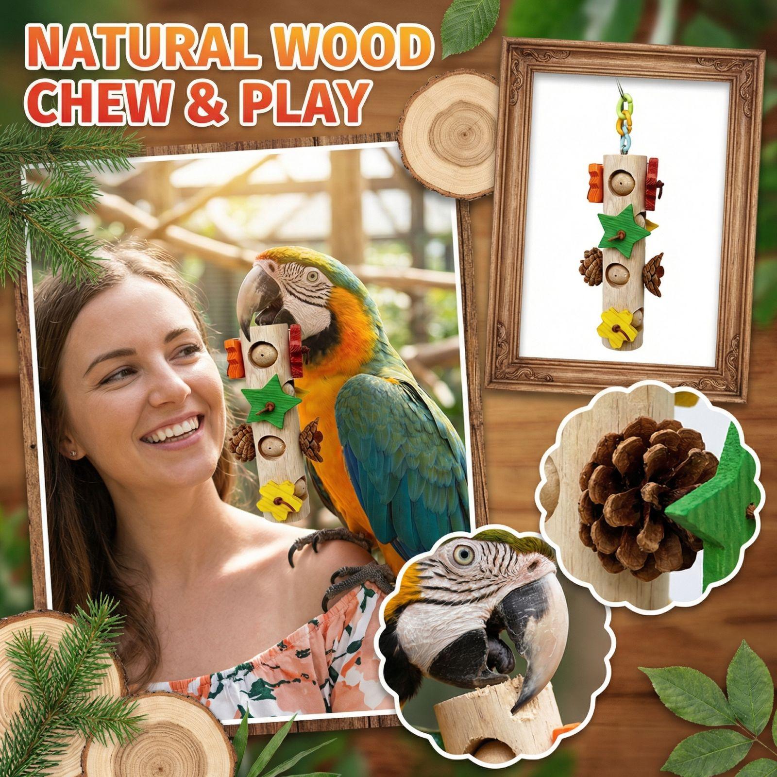 

Parrot Grinding Teeth Relieving Boredom Wooden Pinecone Building Chewing Stick One Size хаки