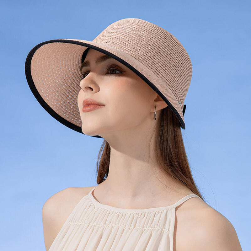 

Aider Summer Rattan Straw Raffia Wide Brim Sun Hat pink