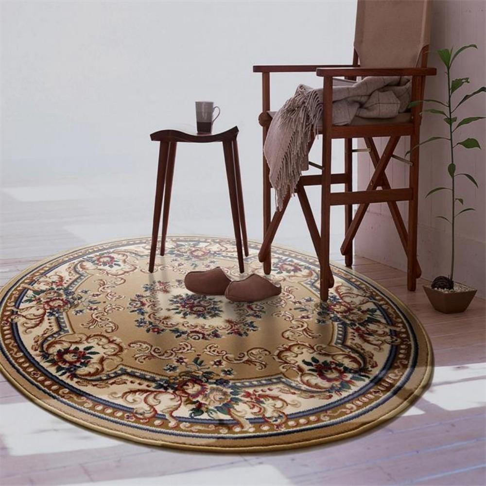 European-Style Round Rug Ideal for living rooms, dining areas, and office chairs Non-slip decorative floor mat