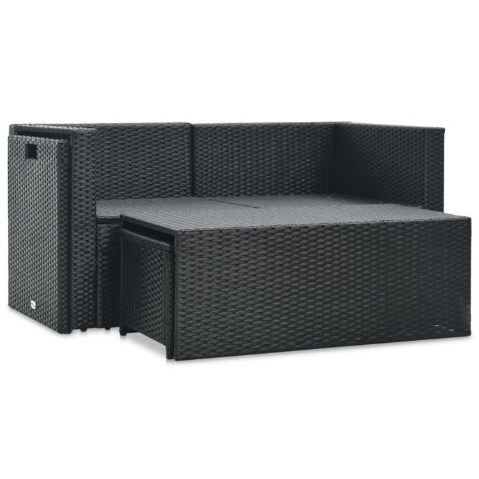 VidaXL Salon de jardin 6 pcs avec coussins Résine tressée Noir
