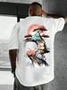 One Piece Otros Animes Camiseta de Anime Algodón Negro Demon Slayer Gráfico Llamas Impresión Nunca Streetwear Unisex Ajuste Oversize Brazo