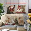 4pcs Christmas Pillow Covers - Traditional Holiday Decorations with Santa, Snowman, Reindeer - Zipper Closure Cushion Cases