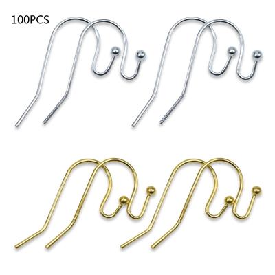 100 Pcs Ear Line Fish Hook Sterling Silver Earring Hooks Jewelry Earrings Hypoallergenic Earring Hook Gold Silver