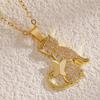 Cat Pendant Necklace Cubic Zirconia Cute Kitty Butterfly Necklace Animal Charm Jewelry Gift for Cat Lovers Women
