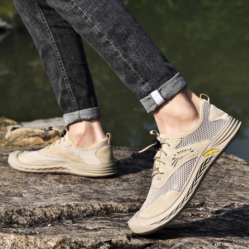 Summer Men's Mesh Breathable Sneaker Men's Shoes Lightweight Mesh Shoes Outdoor Hiking Sandals Casual Soft Bottom Shoes