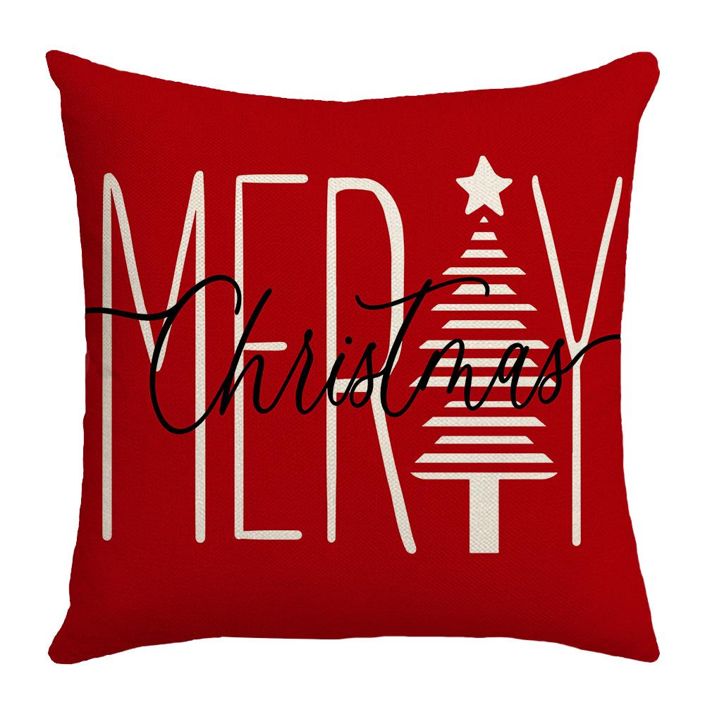Christmas Pillowcase Pillowcase Christmas Tree Snowflake Element Letter Stripe Print Pillowcase Festive Atmosphere Cushion