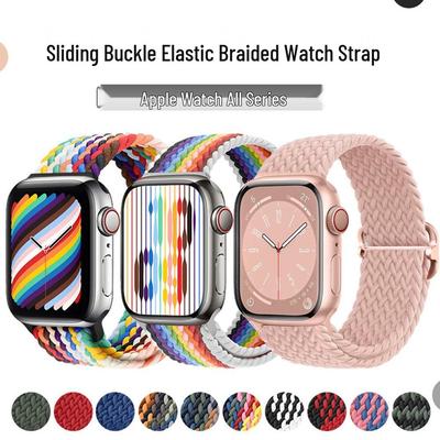 Nylon Gewebtes Elastisches Schiebeschnallen-Uhrenarmband für Apple iWatch Serie 4-10, Ultra 2 & S11