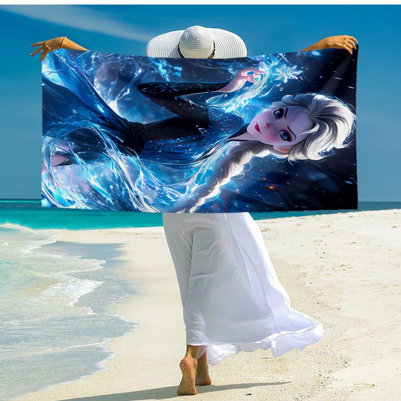 Ultra-Soft Beach Towel with Elsa Theme,Ideal for Pool - Camping, Diving - Perfect Travel Essential, Vibrant Beach Towel.