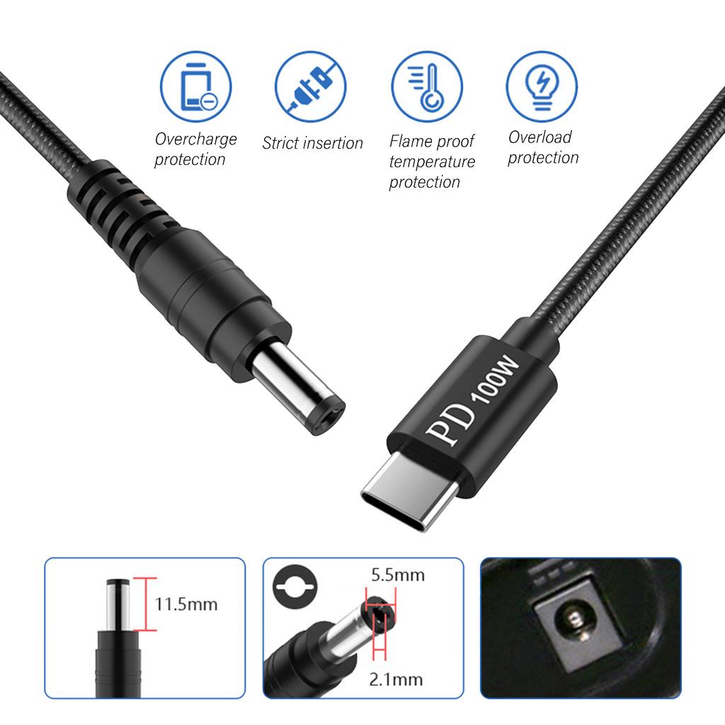 Multiple Device Compatible 100W USB C Fast Charging Cable Cord with PTC Safety Protections for Notebook Computer Laptops