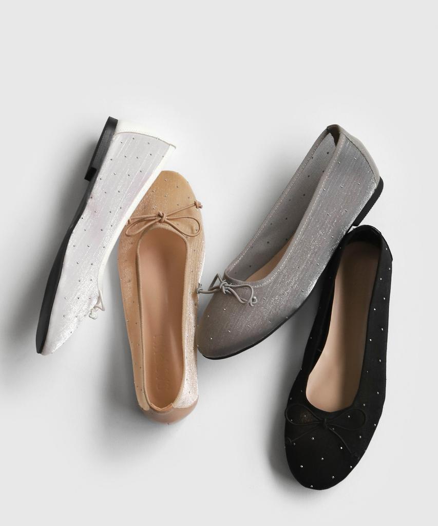 Sappun Dorothy Cubic Mesh Ribbon Flat Shoes (1Cm)