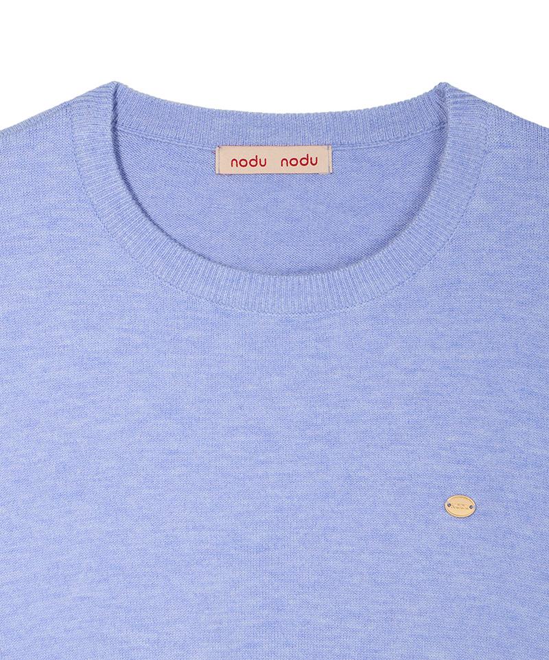 Nodeuyuumeon Basic Crew Neck Round Knit [Sky Blue]