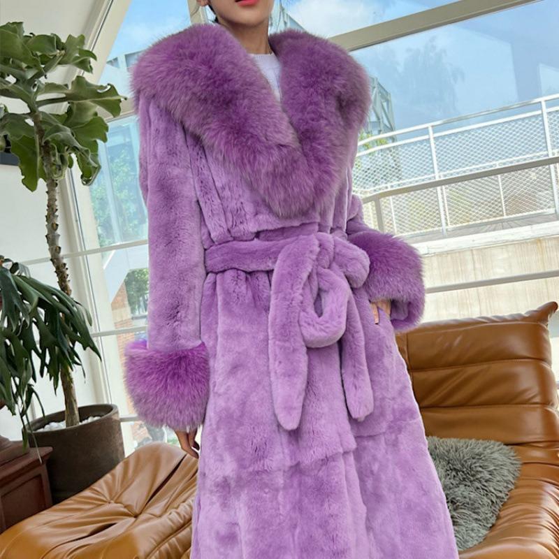 Autumn and winter big fur collar fashion fur coat women's medium and long thickened temperament loose casual coat