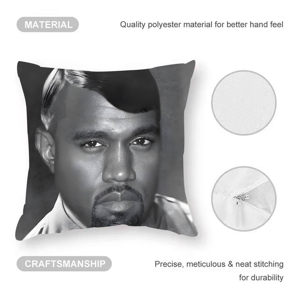 Funny K-Kanyes W-Wests Pillow Case Anti-Dustmite Pillowcase Invisible Zipper Silky Short Plush Sofa Cushion Cover