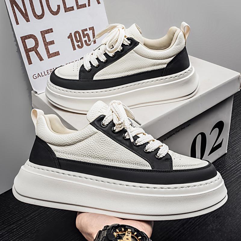 Men'S Shoes Spring New Men'S Thick-Soled Heightening White Shoes Student Versatile Casual Sports Board Shoes Comfortable And Light