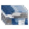 Blau-Graues Ombre Kunst-Tischset Set of 4 Modern Abstrakt Geometrische Blöcke Tischmatten 12x18 Zoll für Küchen-Esstisch-Dekoration Hitzebeständig Wasser