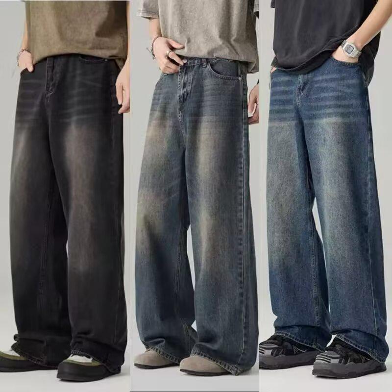 Men's Retro Washed Wide-Leg Distressed Jeans - Hot Selling in Southeast Asia