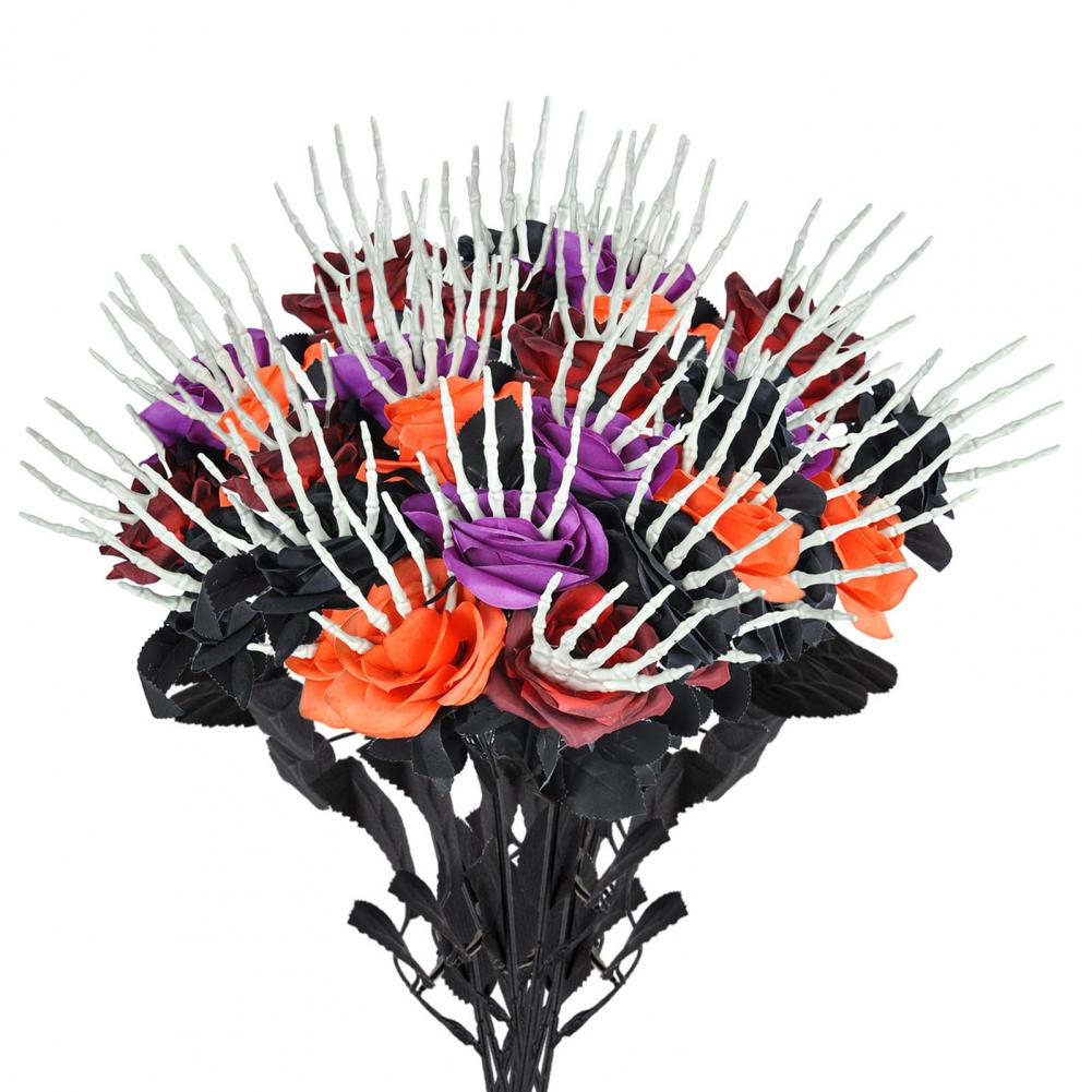 Artificial Roses with Skeleton Hands Halloween Decoration Flowers Halloween Decor 5pcs Skeleton Hand Simulation for Decoration