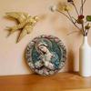 Aluminum Metal Tin Sign Glam Style Mary Themed Round Wall Decor Gift