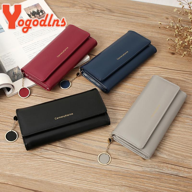 Yogodlns Lässiges langes Portemonnaie für Damen mit Anhänger PU-Leder Handtasche Mehrschichtige Clutch Einkaufs-Damen-Geldbörse Handy-Kartenhalter-Portemonnaie