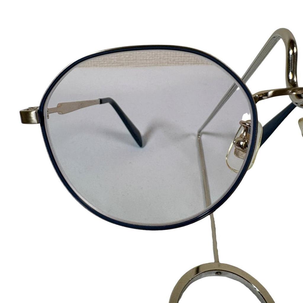 Used FURLA Glasses Titanium Smoky Blue Round Crown Panto