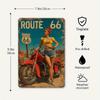 Vintage Route 66 Motorrad Blech Metall Wandkunst Schild 8x12 Zoll Retro Dekoration für Zuhause Bar Büro