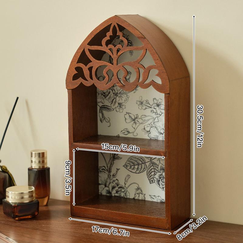 1PC Wooden Multi-Tier Wall Shelf Living Room Decorative Wall Rack Study With Intricate Carved Design Bedroom Shelf Vintage 2 Sizes