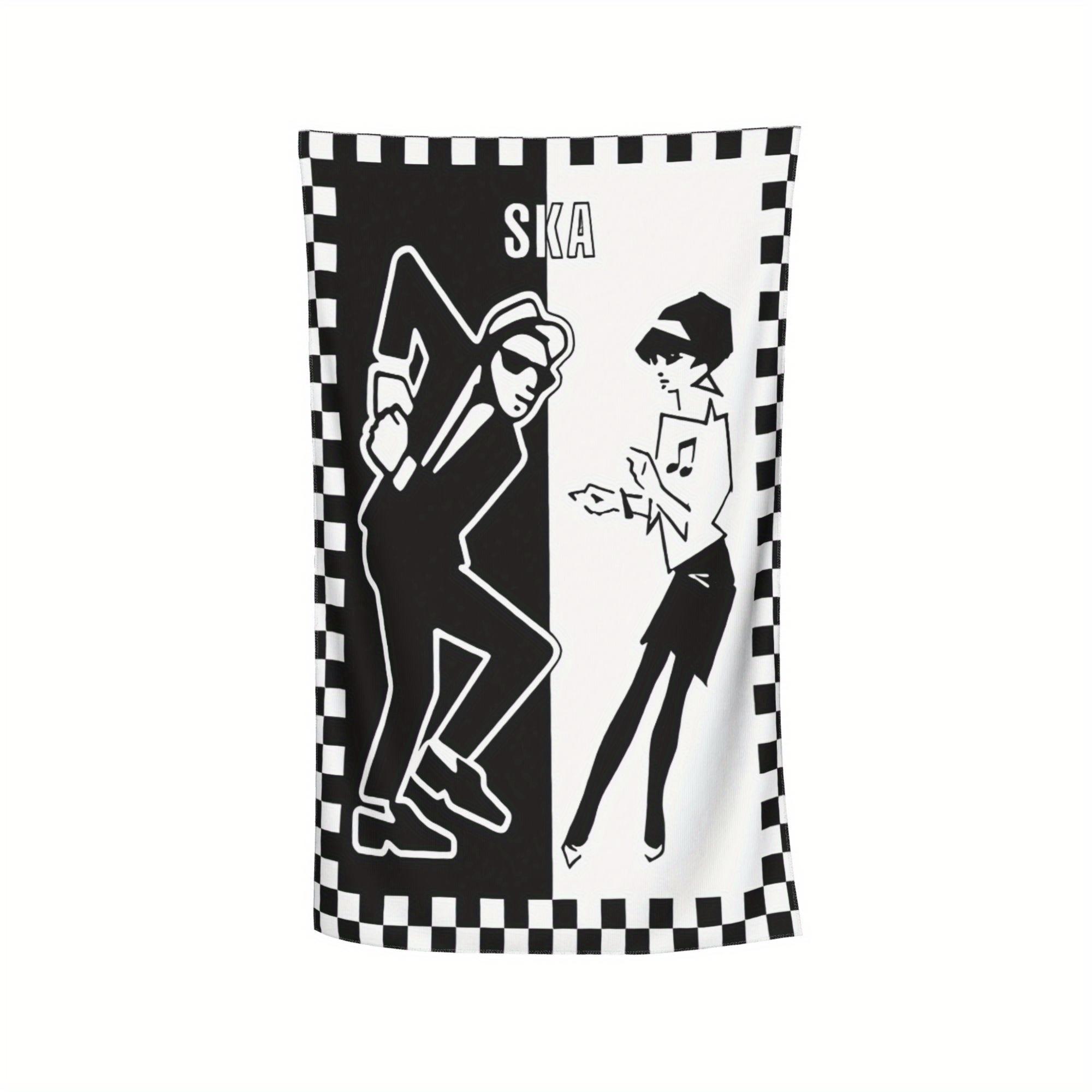 

Ska Retro Two Tone Dancing Beach Towel Patterned Sunscreen And Windproof Suitable For Swimming Pool Camping Travel Blanket W40*H60(CM)