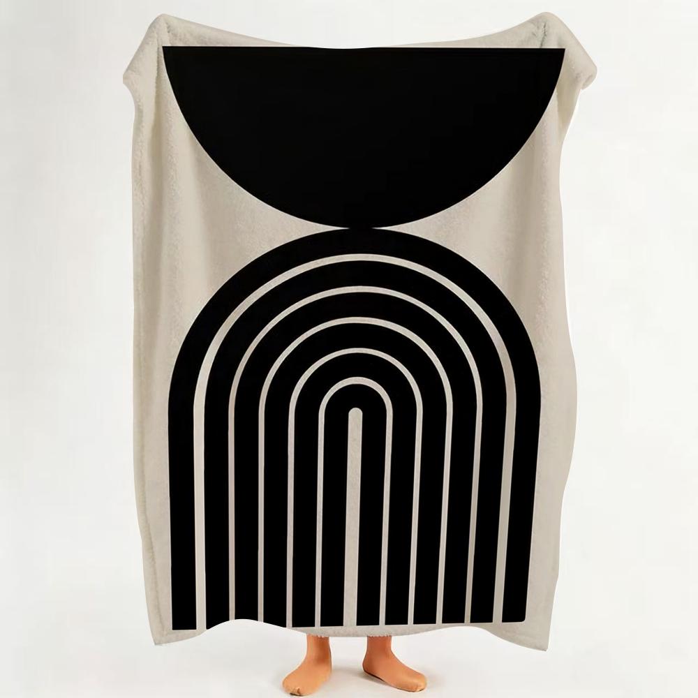 

Design M Modern Geometric Lines B Beige Throw Flannel Throw Blanket Suitable for Sofa Living Room Bedroom 75cmx90cm