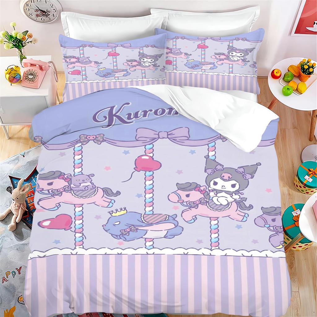 Kuromi Printed Cartoon Quilt Cover for Children, Cute Sanrio, Soft, Customizable Bedding, Custom Made, Home, Bedroom