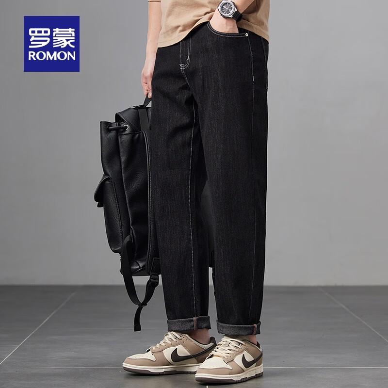 ROMON Men's Spring/Summer Loose Straight Stretchy Jeans