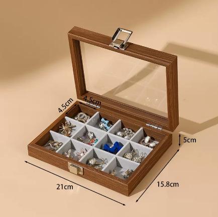 

Black Walnut Grain Dust Resistant with Lid Jewelry Case Bracelet Ring Stud Earring Necklace Box Jewelry Storage Box