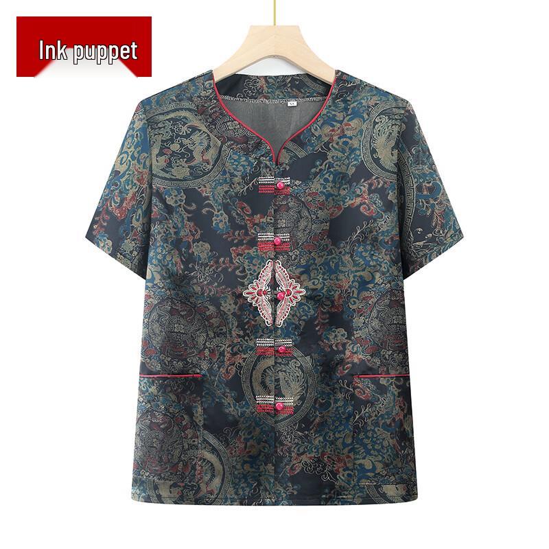 

Women s Chinese Style Printed Seven-Quarter Sleeve Shirt 2XL