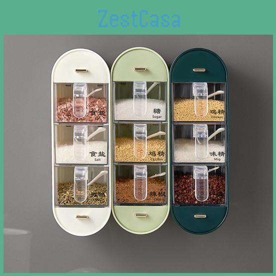 Spoon Handle Durable With Storage Punchfree Spice Container Home Supply Spice Box