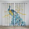 Peacock Blue Feather Animal-themed Blackout Curtains, a Set of Two Panels, Suitable for Decorating Living Rooms, Bedrooms, Studi