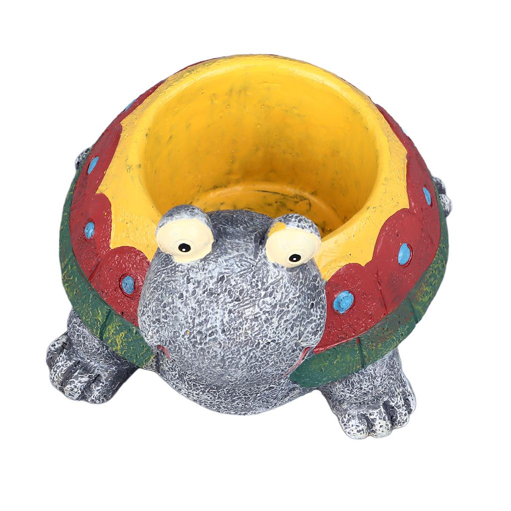 Succulent Planter Tortoise Shape Drainage Holes Stable Base Durable Resin Flower Pot for Cactus Plant Micro Landscape